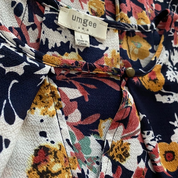 Umgee USA Floral Keyhole Mini Sleeveless Tunic Dress Size Large - Picture 6 of 9